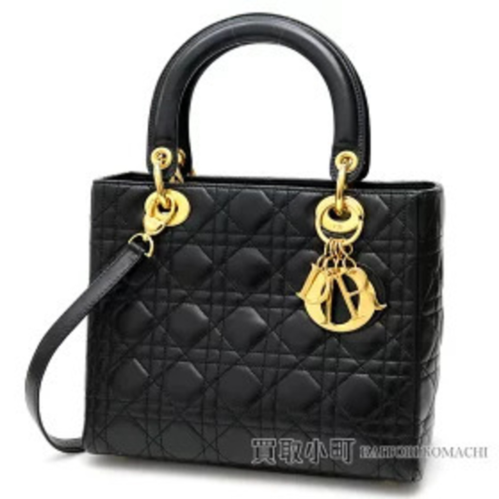 Christian Dior Lady Handbag Cannage Stitch Marron Fonc Lambskin Charm